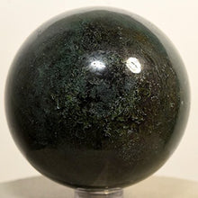 Load image into Gallery viewer, 2.3" Rich Green Moss Agate Sphere Natural Multicolor Mineral Ball Polished Crystal Decor Stone - India + Plastic Stand