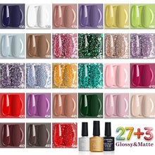 Load image into Gallery viewer, Lavender Violets 38pcs Gel Nail Polish Kit with UV Light 24W LED Nail Lamp, 27 Colors Spring Gel Polish Kit, Red Pink Gel Nail Kit with No Wipe Glossy & Matte Top Base Coat and Manicure Tools W973