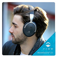 Load image into Gallery viewer, Paww WaveSound 2.1 Wireless Bluetooth Over-The-Ear Foldable Headphones - Headset with Mic, aptX Low Latency (34 ms) / Super-Fast Audio for PC Gaming, TV, Wired Mode / 16-Hour Playtime (Black/Silver)