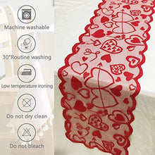 Load image into Gallery viewer, Valentines Table Runner Red Heart Print Valentines Day Decorations 13x72 inches Lace Love Table Runner for Home Wedding Party Valentines Day Table Decorations Long Line for Dinner(Random style)