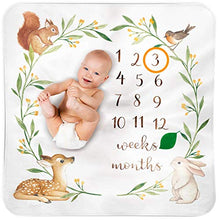 Load image into Gallery viewer, Baby Monthly Milestone Blanket Woodland - Baby Girl Gifts & Baby Boy Gifts - Watch Me Grow Woodland Nursery Décor - European Design - Gender Neutral for Newborn Girl & Boy