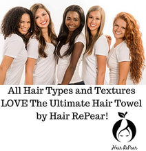 Load image into Gallery viewer, Hair RePear Ultimate Hair Towel for Long Hair - Anti Frizz Premium Cotton Product to Enhance Healthy Natural Hair Perfect for Plopping Wrapping Scrunching Straight Wavy or Curly Hair -21x44in Black