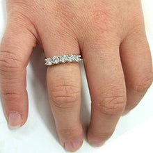 Load image into Gallery viewer, 1ct Five Stone Genuine Round Diamond Wedding Anniversary Ring 14K White Gold - Size 7