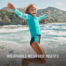 Load image into Gallery viewer, Speedo Girl's Swimsuit One Piece Mesh Splice Thick Strap , Blue Harmony, 7
