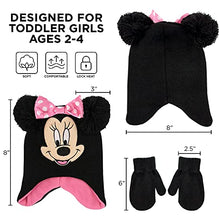 Load image into Gallery viewer, Disney Girls Minnie Mouse Winter Hat,Gloves and Mittens Kids, Black/Pink, Toddler 2-4