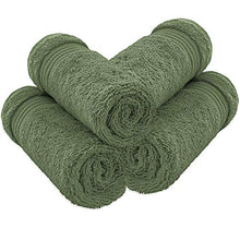 Load image into Gallery viewer, Luxury Turkish Cotton Washcloths for Easy Care, Extra Soft & Absorbent, Fingertip Towels, 4 Pack Washcloth Set by United Home Textile, Sage Green