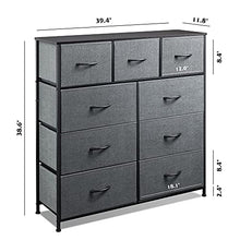 Load image into Gallery viewer, WLIVE 9-Drawer Dresser, Fabric Storage Tower for Bedroom, Hallway, Nursery, Closets, Tall Chest Organizer Unit with Textured Print Fabric Bins, Steel Frame, Wood Top, Easy Pull Handle, Charcoal Gray