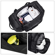 Load image into Gallery viewer, Gym Duffle Bag Backpack Waterproof Sports Duffel Bags Travel Weekender Bag for Men Women Overnight Bag with Shoes Compartment Black