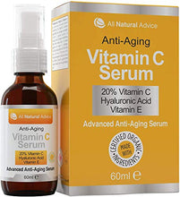 Load image into Gallery viewer, 20% Vitamin C Serum Double the size - 2oz Bottle - Made in Canada All Natural 20% Vitamin C + Hyaluronic Acid + Vitamin E Anti-Aging Certified Organic Excellent for Sensitive Skin