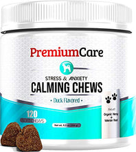 Load image into Gallery viewer, PREMIUM CARE Calming Treats for Dogs - Made in USA - Helps with Dog Anxiety, Separation, Barking, Stress Relief, Thunderstorms and More - Natural Calming Relaxer for Aggressive Behavior - 120 Chews