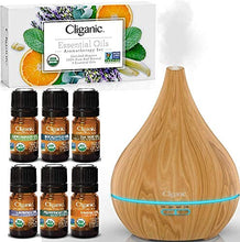 Load image into Gallery viewer, Cliganic Organic Aromatherapy Set (Top 5) with Diffuser