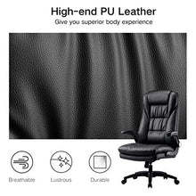 Load image into Gallery viewer, Hbada Ergonomic Executive Office Chair, PU Leather High-Back Desk Chair, Swivel Rocking Chair with Flip-up Padded Armrest and Adjustable Height, Black