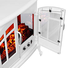 Load image into Gallery viewer, e-Flame USA Jasper Freestanding Electric Fireplace Stove - 3-D Log and Fire Effect (White)