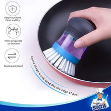 Load image into Gallery viewer, MR.SIGA Soap Dispensing Palm Brush Storage Set, Kitchen Brush with Holder for Pot Pan Sink Cleaning, 1 Set