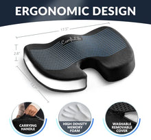 Load image into Gallery viewer, ComfiLife Gel Enhanced Seat Cushion - Non-Slip Orthopedic Gel & Memory Foam Coccyx Cushion for Tailbone Pain - Office Chair Car Seat Cushion - Sciatica & Back Pain Relief (Black)