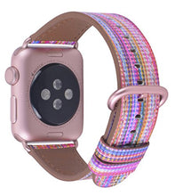 Load image into Gallery viewer, PEAK ZHANG Compatible with Apple Watch Band, 38mm 40mm Women Top Grain Leather Strap for iWatch Series 4,3,2,1 (Rainbow+Pink Rose Clasp, 38mm 40mm S/M)
