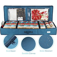 Load image into Gallery viewer, Hearth & Harbor Wrapping Paper Storage Container - Christmas Storage Bag with Interior Pockets - Gift Wrapping Organizer Storage Fits Up to 22 Rolls of 40" - Tear Proof Wrapping Paper Organizer