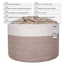 Load image into Gallery viewer, Mintwood Design Extra Large 22 x14 Inches Decorative Woven Cotton Rope Basket, Laundry Basket, Blanket Basket, Baby and Dog Toy Storage Baskets Bin, Kid Laundry Hamper, Towel Basket
