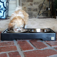 Load image into Gallery viewer, Pet Zone Designer Diner Adjustable Elevated Dog Bowls - Adjusts to 3 Heights, 2.75”, 8", & 12'' (Raised Dog Dish with Double Stainless Steel Bowls) Black