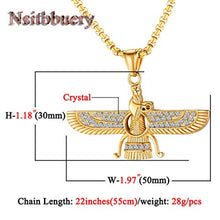 Load image into Gallery viewer, Nsitbbuery Hip Hop Farvahar Stainless Steel Zoroastrian Tag Pendant Stainless Steel Chain Necklace