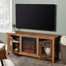 Load image into Gallery viewer, WE Furniture Traditional Wood Fireplace Stand for TV's up to 64" Living Room Storage, Barnwood Brown