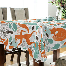 Load image into Gallery viewer, ALAZA Floral Cute Fox Tablecolth Table Cover for Party Dining Room Kitchen Decor,60 X 90,Stain and Wrinkle Resistant Washable Rectangle Table Cloth