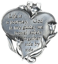 Load image into Gallery viewer, Cathedral Art Heart Visor Clip, Life is a Journey, 2 2.25, Silver