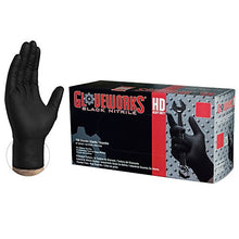 Load image into Gallery viewer, GLOVEWORKS HD Industrial Black Nitrile Gloves with Diamond Grip Box of 100, 6mil, Size Large, Latex, Powder Free, Textured, Disposable, GWBN46100-BX