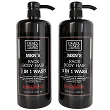 Load image into Gallery viewer, Dead Sea Collection Men’s Body Wash - Pack of 2 (67.6 Fl. Oz) - Sandalwood 3 in 1 Body Wash for Men - Face Wash for Men with Shower Gel for Men and Shampoo for Men to Keeping You Feeling Fresh & Cool