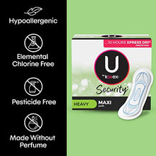 Load image into Gallery viewer, U by Kotex Security Maxi Feminine Pads, Heavy Absorbency, Unscented, 132 Count (3 Packs of 44) (Packaging May Vary)