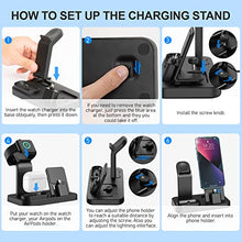 Load image into Gallery viewer, 3 in 1 Charging Station for Apple Products, Removable Charging Stand for iPhone Series AirPods Pro/3/2/1, Charging Dock for Apple Watch SE/7/6/5/4/3/2/1(with 10W Adapter and Cable)(Black)