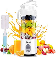 Load image into Gallery viewer, Olivivi Portable Blender, Multifunctional Personal Blender Mini Smoothie Blender 6 Powerful Blades, 4000mAh Rechargeable USB Juicer Cup Bottle with strainer Cleaning Brush for Travel BPA Free White