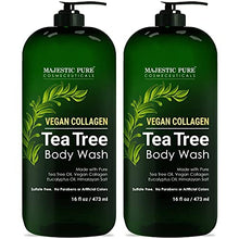 Load image into Gallery viewer, MAJESTIC PURE Tea Tree Body Wash with Collagen - Helps Nail Fungus, Athletes Foot, Ringworms, Jock Itch, Acne, Eczema & Body Odor - Soothes Itching - (Packaging May Vary), Set of 2, 16 fl oz