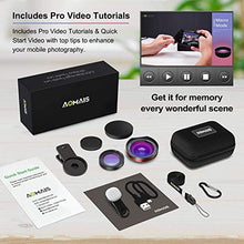 Load image into Gallery viewer, Phone Camera Lens, AOMAIS Pro Camera Lens Kit Compatible with iPhone/Samsung/Google Pixel etc, Macro and Wide Angle Lens with LED Light, Quick-Release Lanyard & Travel Case