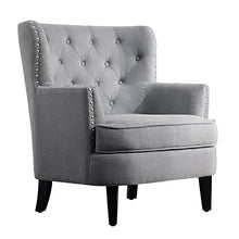Load image into Gallery viewer, Rosevera Gustavo Collection Fabric Nailhead Club, Contemporary Accent Chairs, Light Gray