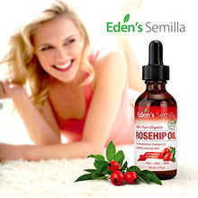 Load image into Gallery viewer, 100% Pure Rosehip Oil - 2 OZ - Certified ORGANIC - Cold pressed & unrefined - NON Greasy HIGH absorbency - Use daily - Anti ageing, nourishes, hydrates and visibly reduces fine lines, scars, stretch marks and skin pigmentations - Suitable for all skin typ
