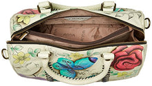 Load image into Gallery viewer, Anna by Anuschka Women's Genuine Leather All Round Zip Satchel | Hand Painted Original Artwork | Medium Zip-Top Organizer | Floral Paradise