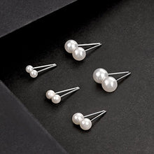 Load image into Gallery viewer, Charisma 3-7mm Composite Pearl Earrings Round Ball Pearls Stud Earrings Hypoallergenic 5 Pairs Mixed Sizes Imitation Pearl Earrings Set for Girls Women