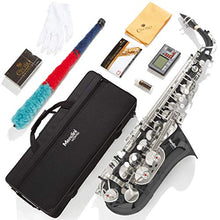 Load image into Gallery viewer, Mendini By Cecilio Eb Alto Saxophone - Case, Tuner, Mouthpiece, 10 Reeds, Pocketbook - Black & NickelE Flat Musical Instruments