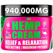 Load image into Gallery viewer, Premium Hemp Cream - Effective Discomfort Recovery for Joints, Neck, Back, Fingers, Elbows - Made in USA - Natural Hemp Oil Extract Gel with Arnica, MSM, Aloe Vera, Emu Oil, Turmeric, 4 oz