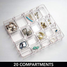 Load image into Gallery viewer, mDesign Stackable Plastic Storage Jewelry Box - 2 Organizer Trays with Lid for Drawer, Dresser, Vanity - Holds Necklaces, Bracelets, Bangles, Rings, Earrings - 3 Pieces - Clear