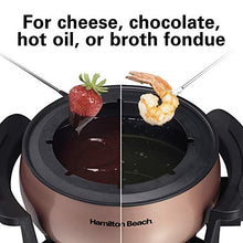 Load image into Gallery viewer, Hamilton Beach 3 Quart / 2.8 Liter 3QT Copper Electric Fondue Pot Set with Temperature Control, 6-Color Coded Forks, for Cheese, Chocolate, Hot Oil, Broth (86201)