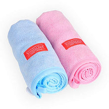 Load image into Gallery viewer, YoulerTex Microfiber Hair Towel Wrap for Women, 2 Pack 10 inch X 26 inch, Super Absorbent Quick Dry Hair Turban for Drying Curly, Long & Thick Hair (Blue+Pink)