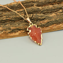 Load image into Gallery viewer, Paialco Natural Orange Agate Gemstone Rock Healing Crystal Arrow Shape Pendant Necklace