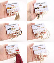 Load image into Gallery viewer, Udalyn 36 Pairs Fashion Earrings Set for Women Bohemian Dangle Tassel Earring Packs Acrylic Pearl Hoop Earrings Cute Small Ball Heart Moon CZ Stud Earrings for Birthday Gifts