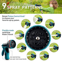 Load image into Gallery viewer, COOLWUFAN 50ft Expandable Garden Hose, 9-Function High Pressure Water Spray Nozzle with 3/4" Solid Brass Fittings/ 2-Way Pocket Flexible Splitter, Expanding Hose for Garden Lawn Car Pet Washing