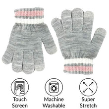 Load image into Gallery viewer, accsa 3 Pairs Kids Soft Stretch Magic Gloves Boys Girls Touch Screen Winter Gloves Set, Pink