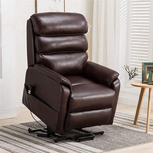Load image into Gallery viewer, Irene House Dual Motor Lift Chair Recliners for Elderly Infinite Position Dual Power Recliner Up to 300 LBS Soft Leather Electric Power Lift Recliner Chair Sofa with Side Pocket (Red Brown Leather)