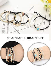 Load image into Gallery viewer, HANPABUM 3 Sets Bohemian Beaded Bracelets Set for Women Men Multilayer Hamsa Hand Evil Eye Charms Stretch Stackable Bracelet