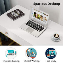 Load image into Gallery viewer, Tribesigns Computer Desk, Modern Simple 47 inch Home Office Desk Study Table Writing Desk with 2 Storage Drawers, Makeup Vanity Console Table, White and Gold